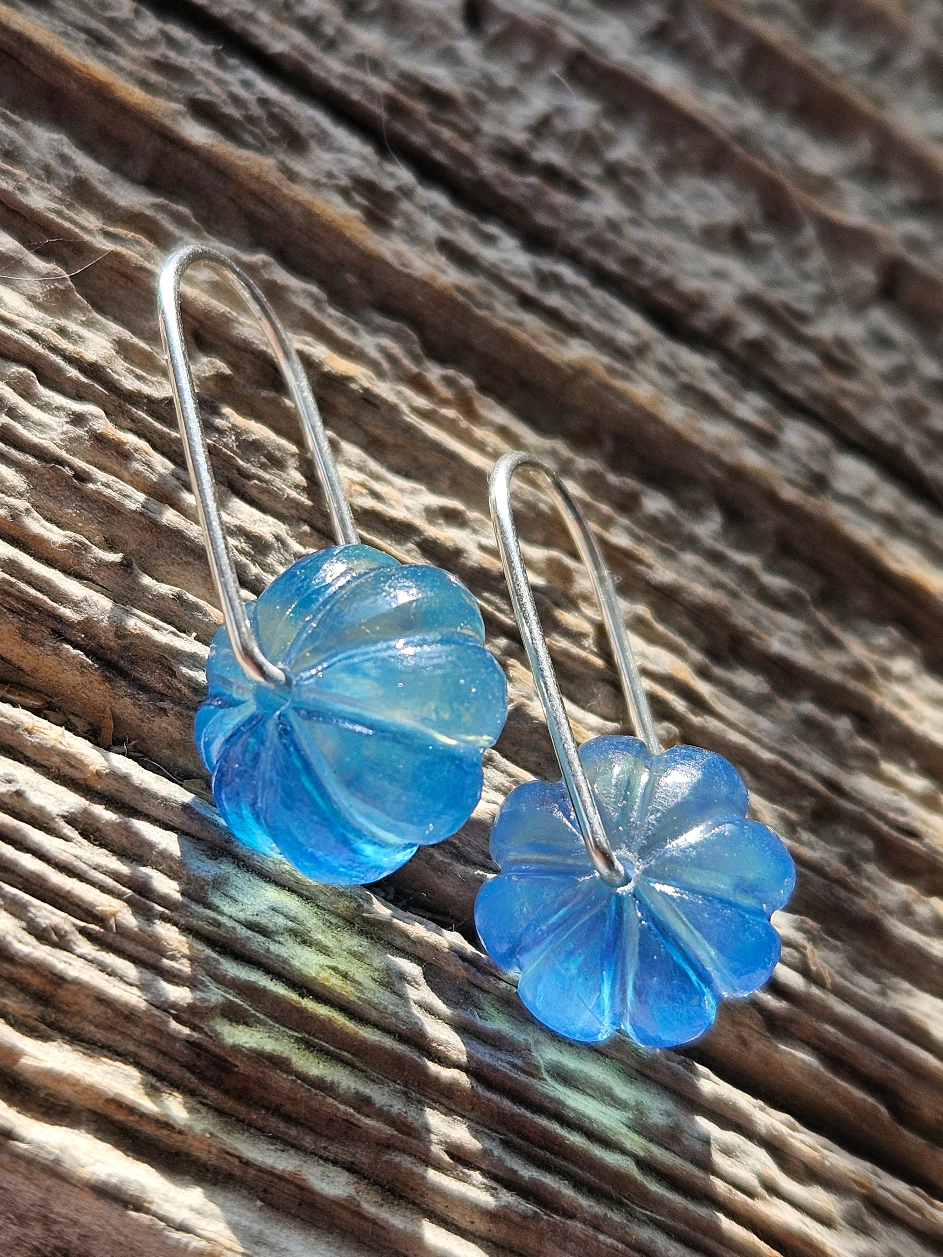 Carved aquamarine earrings