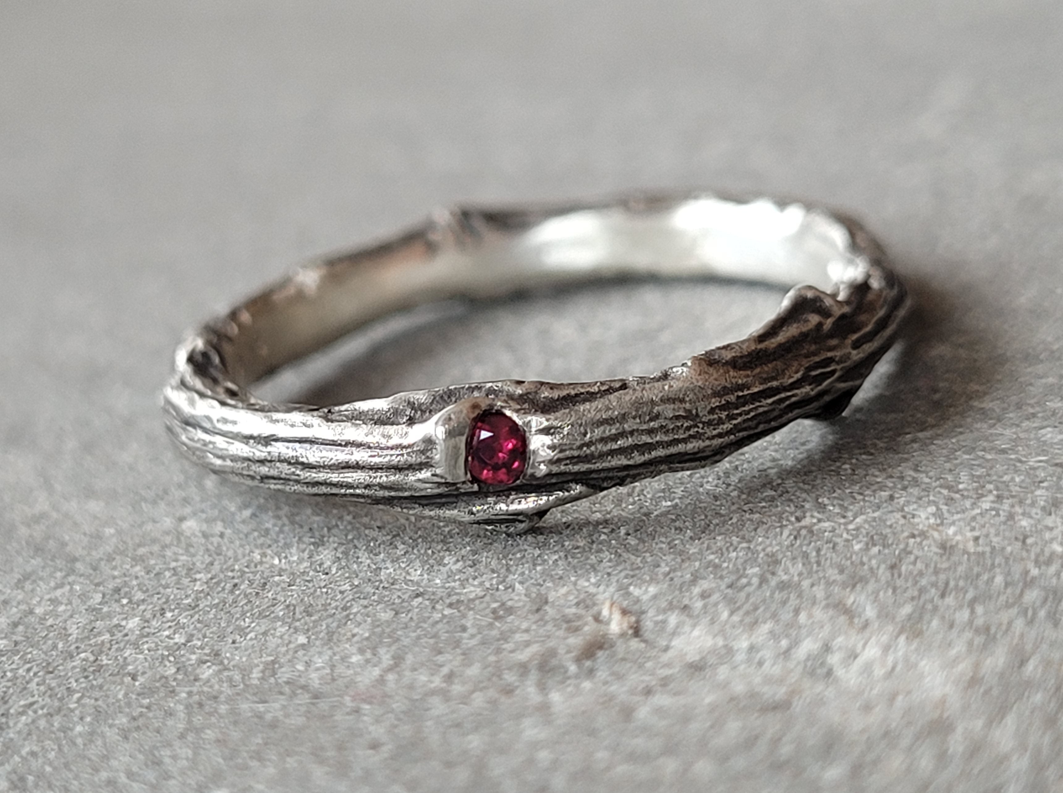 Stackable Silver, Twig Diamond Ring
