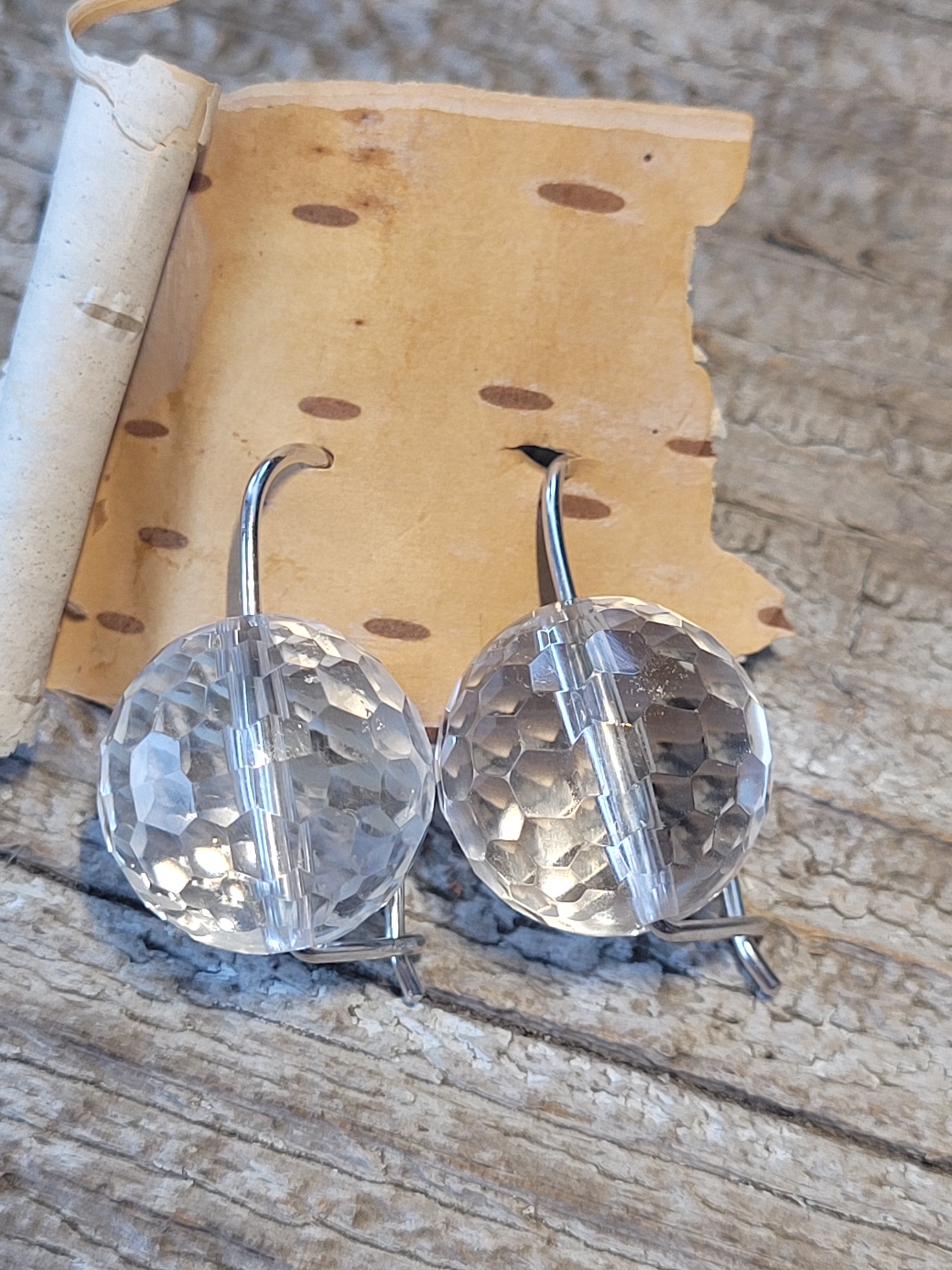 Clear quartz orb earrings