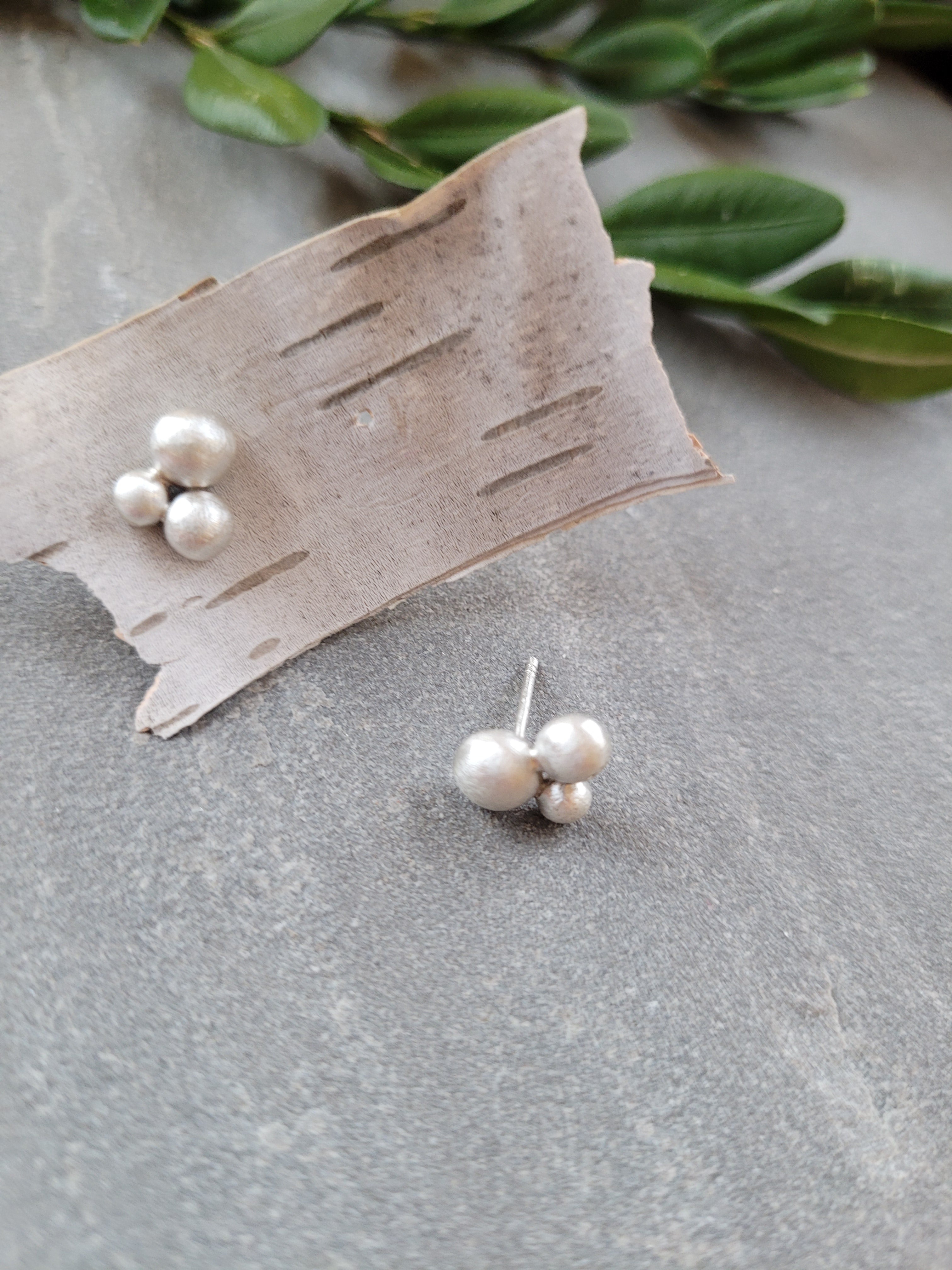 3 pebble studs in Sterling Silver