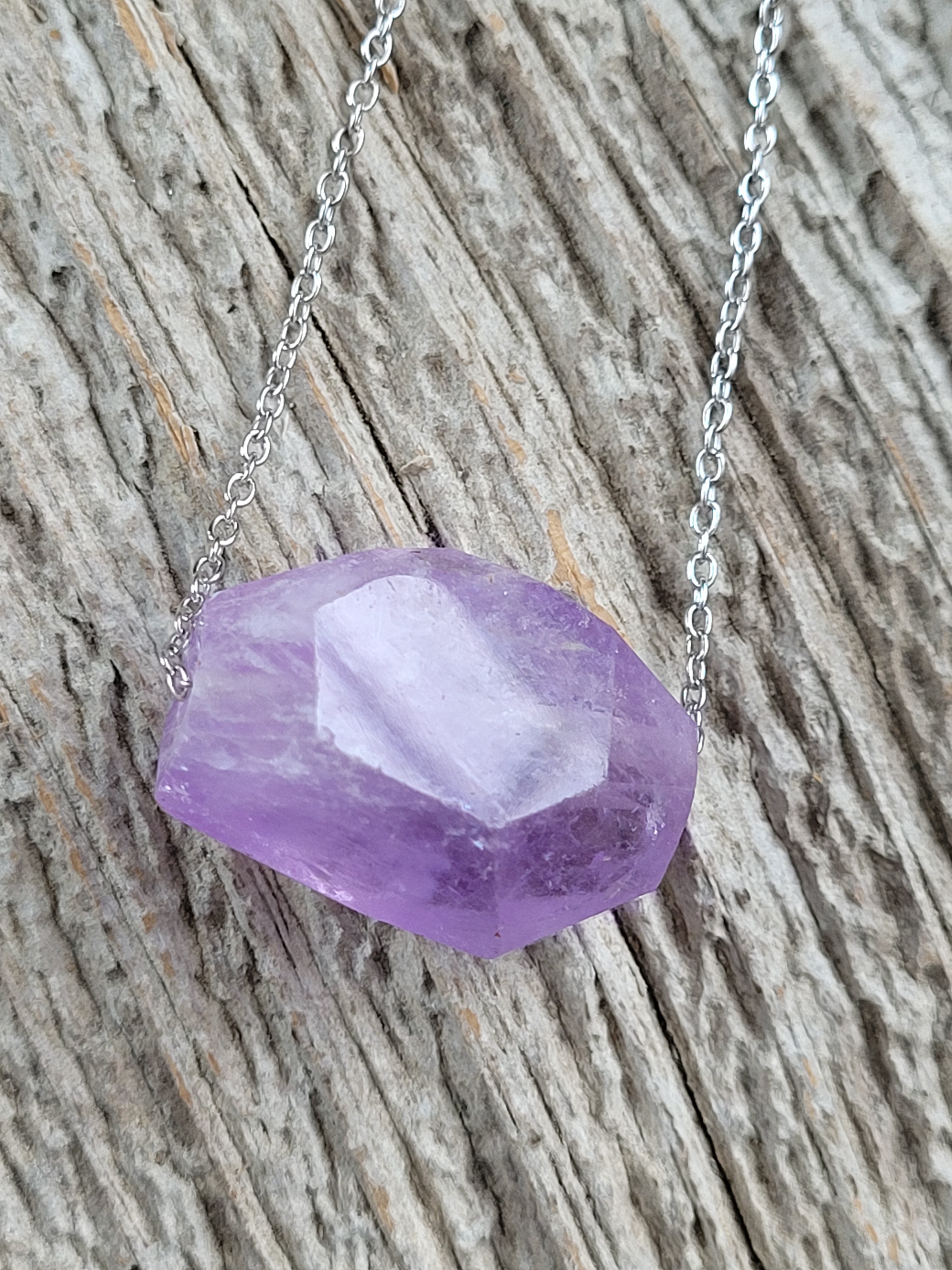 Chunky Natural faceted Amethyst on a Chain