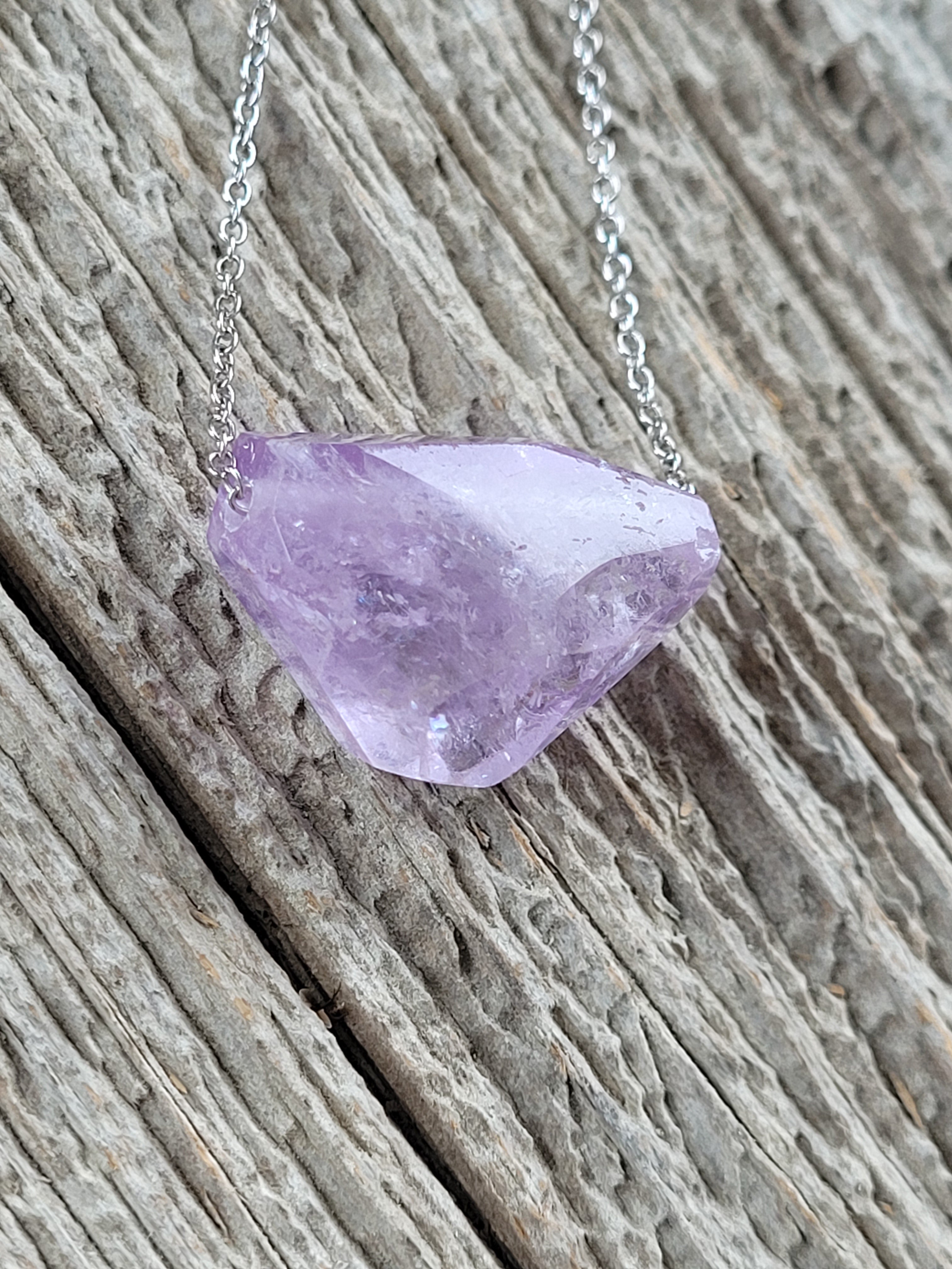 Chunky Natural faceted Amethyst on a Chain