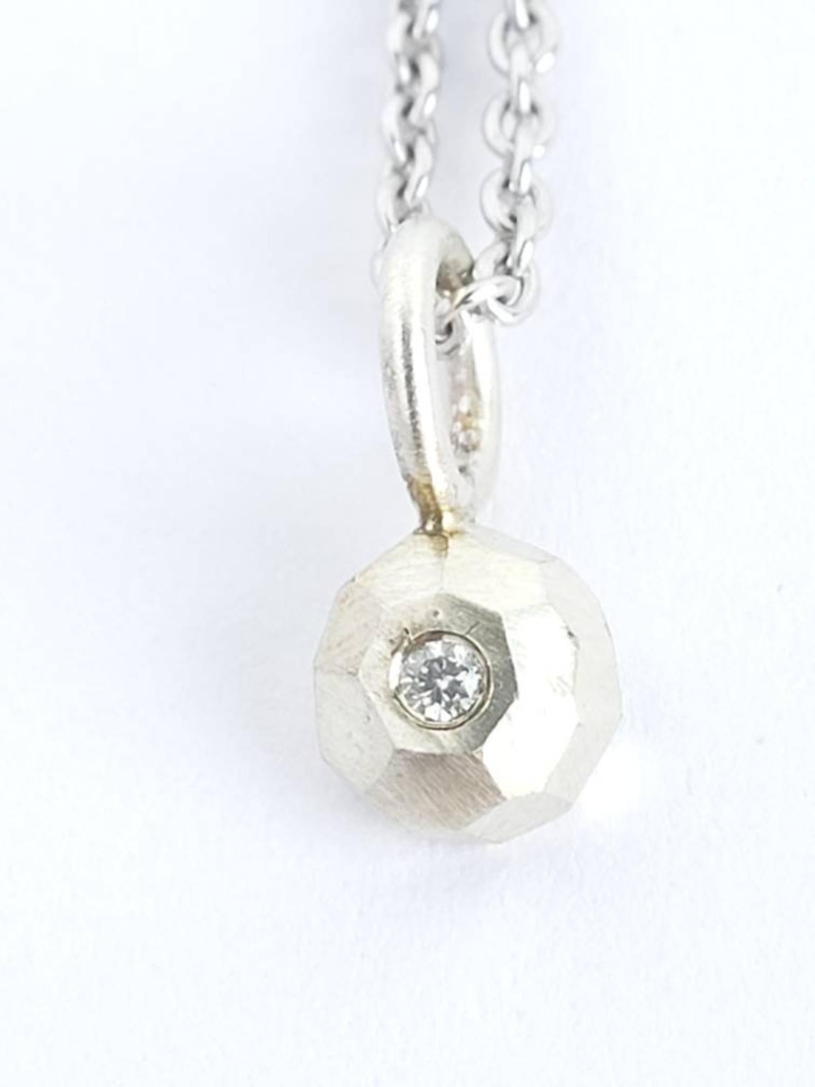 Diamond Pendant, Recycled Sterling Silver (Pendant Only)