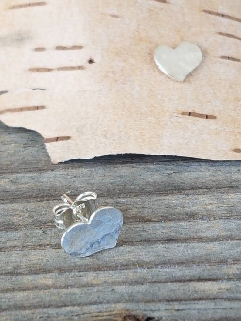 Hammered Silver Heart Studs