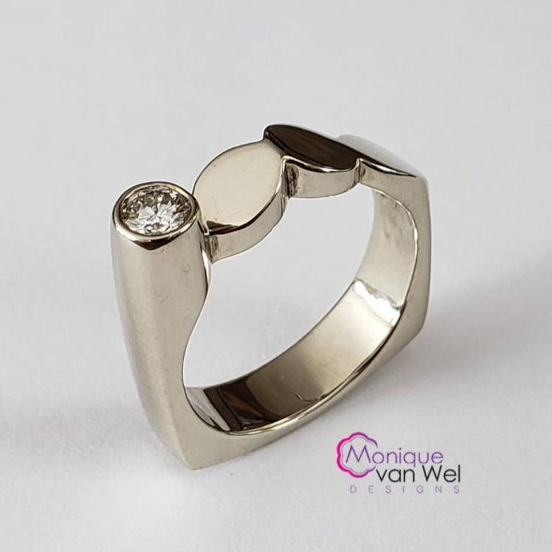 Custom 14k White Gold Engagement Ring with 0.25ct Diamond