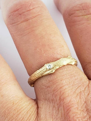 Stackable 14k Gold, Twig Diamond Ring