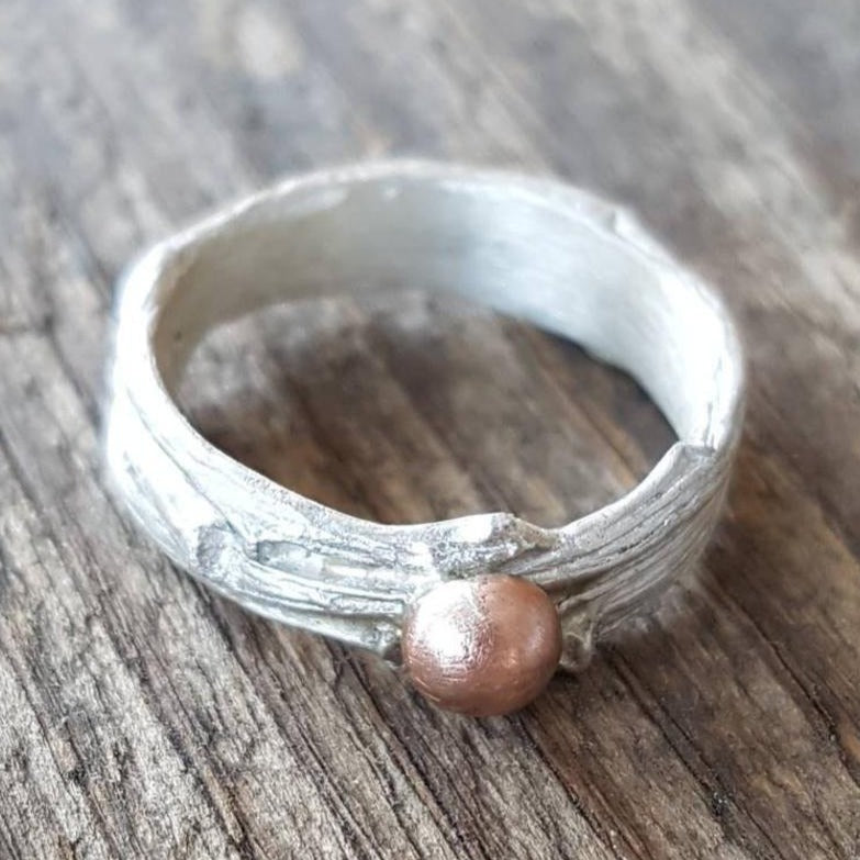 Stackable Rose Gold & Sterling Silver, Twig Diamond Ring