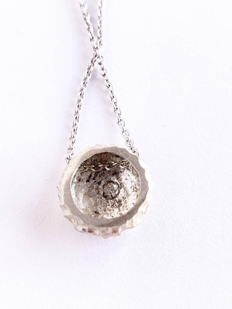 Luna, Textured Sterling Silver Pendant